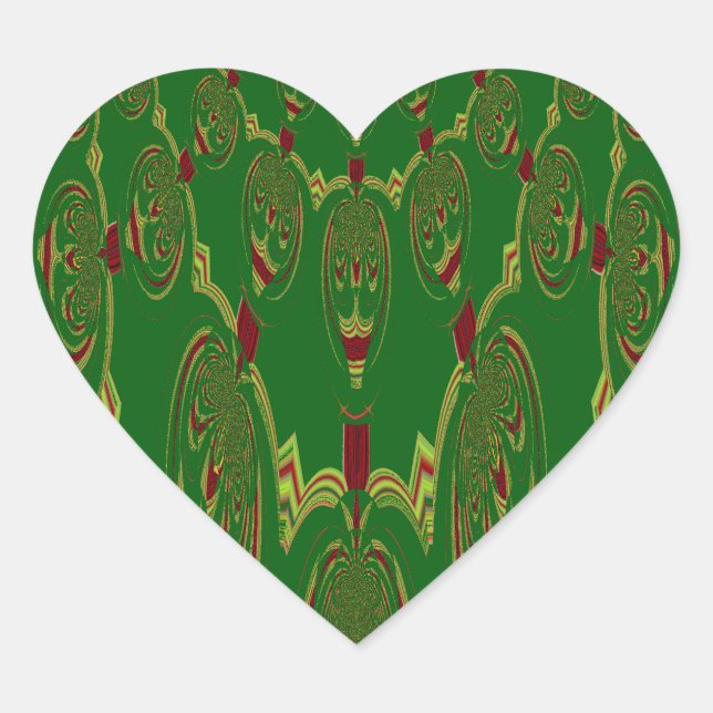 Green Robots Heart Sticker (Front)