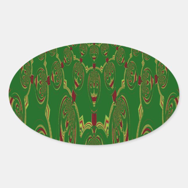 Green Robots Oval Sticker (Front)