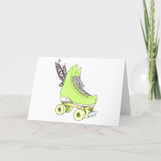 Green Roller Skate Fairy Birthday Greeting Card 