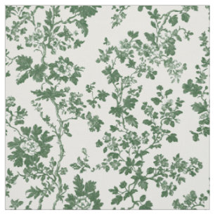 Green Rose Branch Toile Fabric