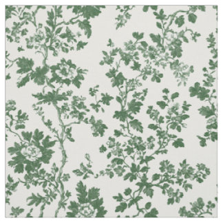 Green Rose Branch Toile Fabric