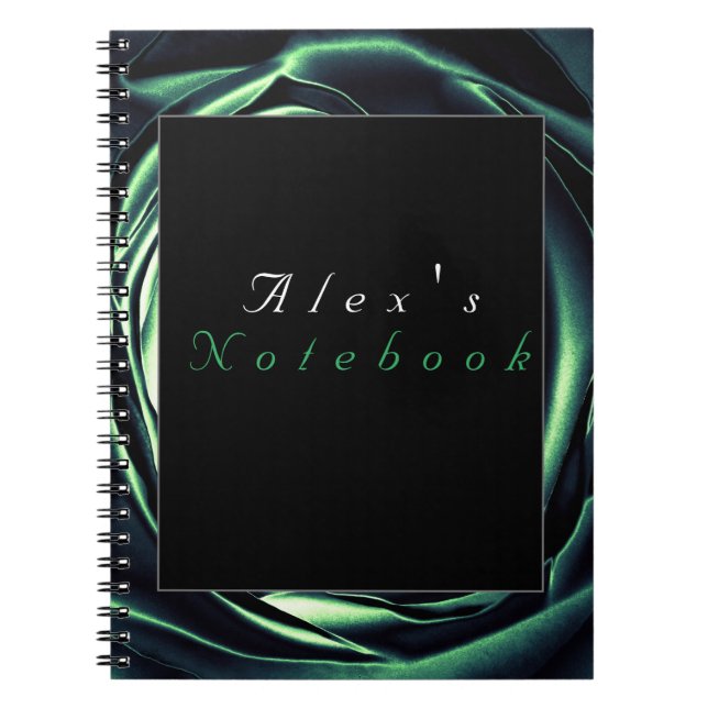 Green Rose Design Spiral Art Photo Notebook (Front)