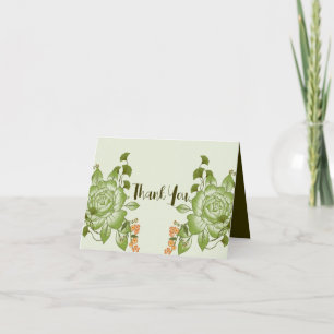 Green Rose Floral Wedding Theme Thank You Card