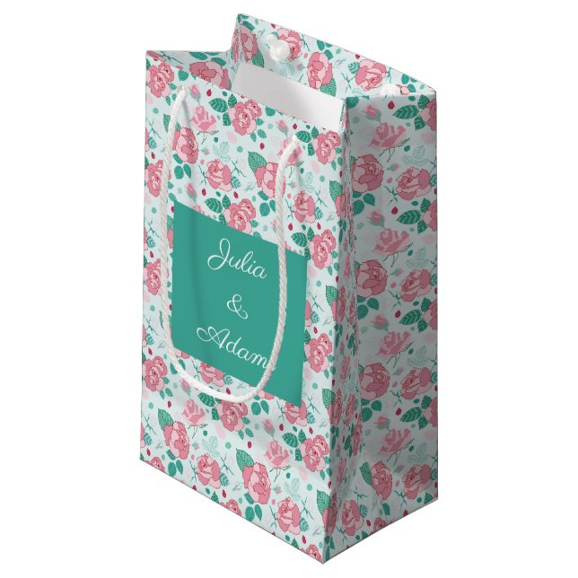 Green Rose Gift Bag (Front Angled)