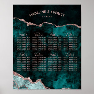 Green & Rose Gold Agate Table Seating Arrangement Poster