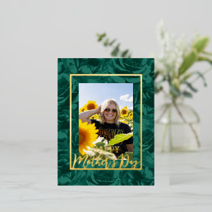 Green Roses Bouquets Happy Mother’s Day Photo   Foil Holiday Postcard