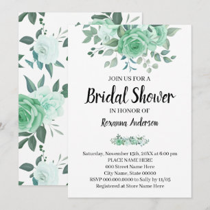 Green Roses Bridal Shower Country Chic Invitation