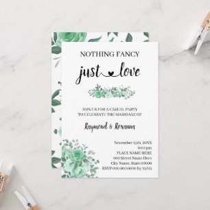 Green Roses Nothing Fancy just Love Elopement Invitation
