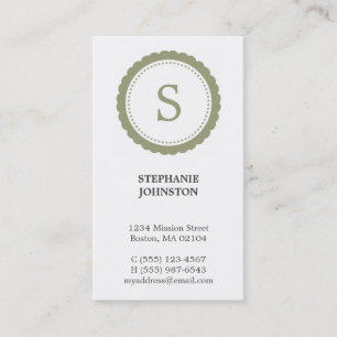 Green rosette monogram elegant personal calling business card