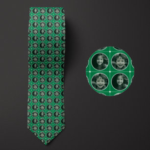 Green Round 2-Photo Pattern Tie
