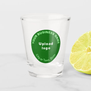 Green Round Business Brand on Shot Glass