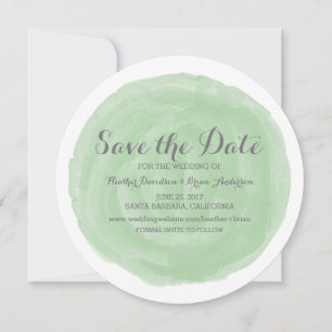 Green Round Watercolor Save the Date Invite