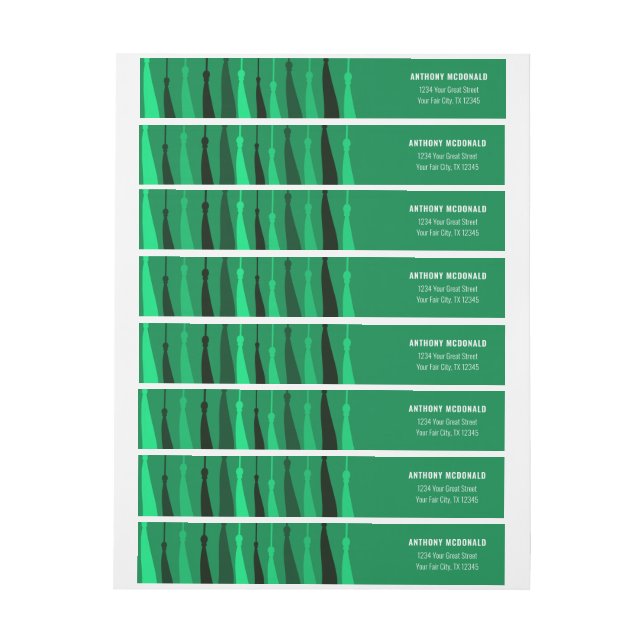 Green Row of Tassels Wraparound Address Label (Sheet)
