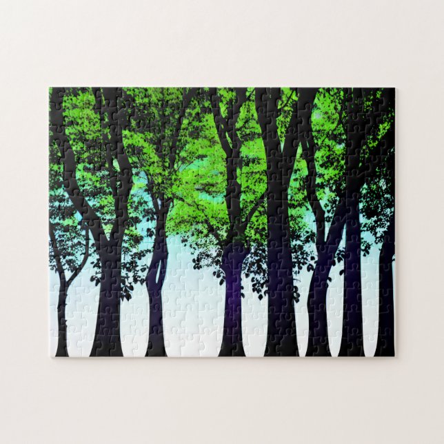 Green Row of Trees Against a Blue Sky Jigsaw Puzzle (Horizontal)