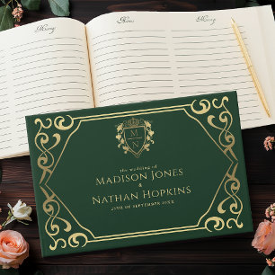 Green Royal Fantasy Monogram Wedding  Guest Book