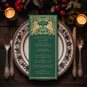 Green Royal Lion Mediaeval Sword Wedding Flat Menu