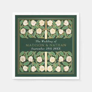 Green Royal Mediaeval Gold Floral Sword Wedding Napkin