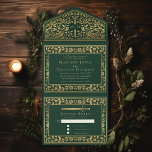 Green Royal Mediaeval Sword Wedding  All In One Invitation<br><div class="desc">Celebrate your special day with this Royal Mediaeval Sword Wedding design. The design on the back of the invite is NOT real gold foil. You can customise this further by clicking on the "PERSONALIZE" button.</div>