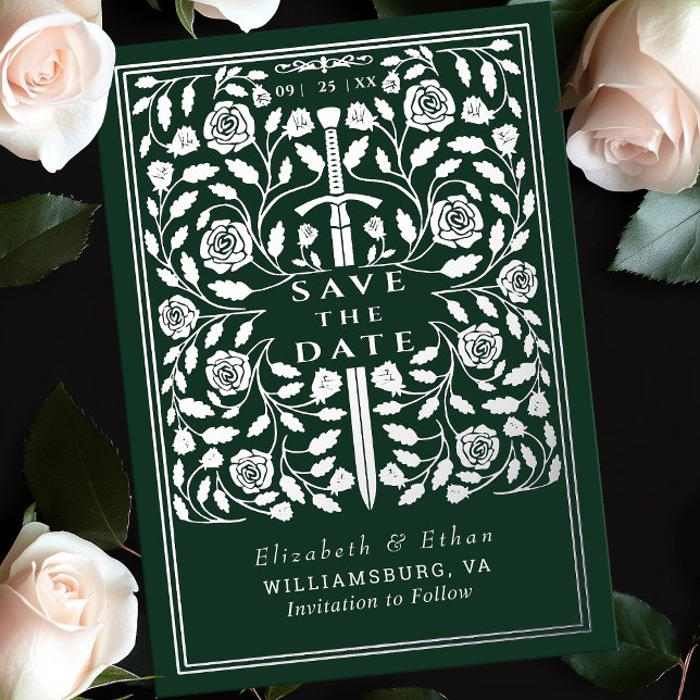Green Royal Mediaeval Sword Wedding Save the Date (Creator Uploaded)