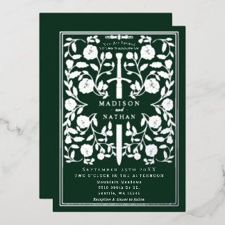 Green Royal Medieval Silver Sword Wedding Details