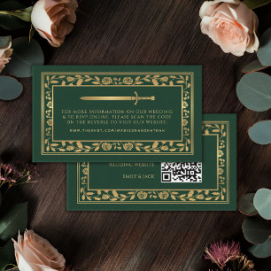 Green Royal Sword Wedding Website RSVP QR Code  Enclosure Card