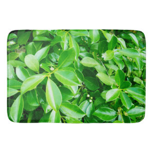 Green Rubber Tree Leaves, Memory Foam Bathmat