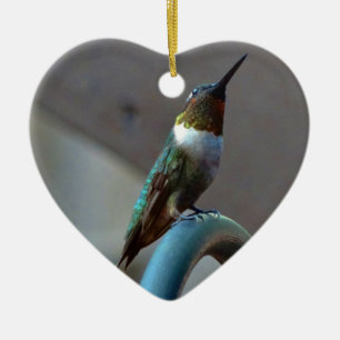 Green Ruby little Hummingbird Ceramic Tree Decoration