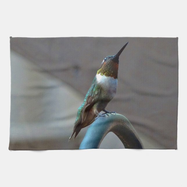 Green Ruby little Hummingbird Tea Towel (Horizontal)