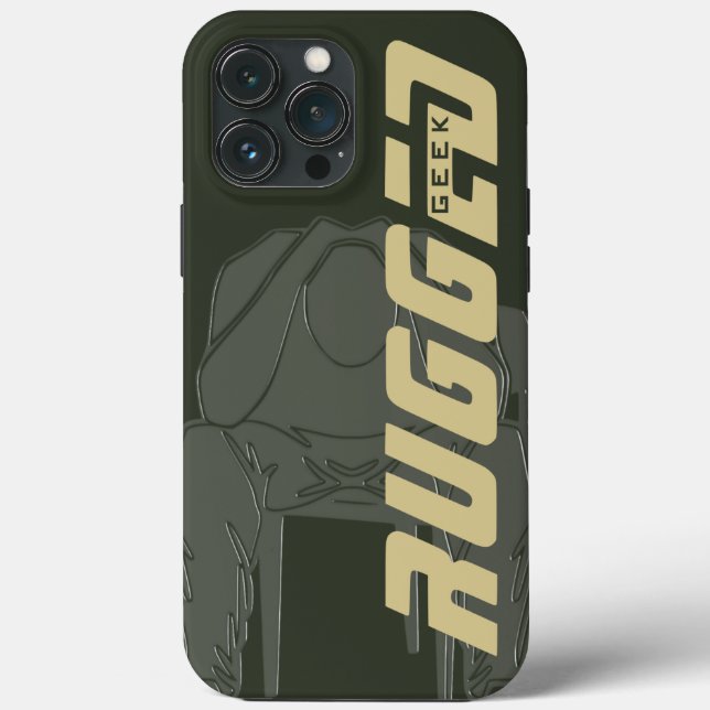 green Rugged Geek Man Holding Head | Thinking Man Case-Mate iPhone Case (Back)