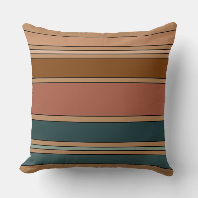 Green Rust and Clay Stripes Cushion (Front)