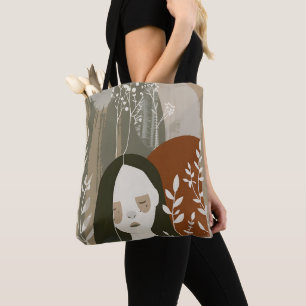 Green Rust Tan Empowering Woman Abstract  Tote Bag