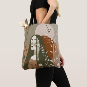 Green Rust Tan Empowering Woman Abstract  Tote Bag
