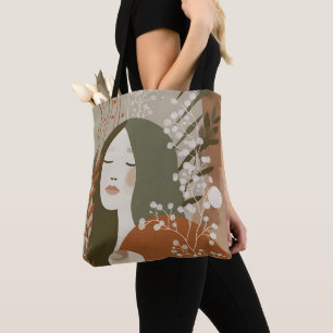 Green Rust Tan Empowering Woman Abstract  Tote Bag
