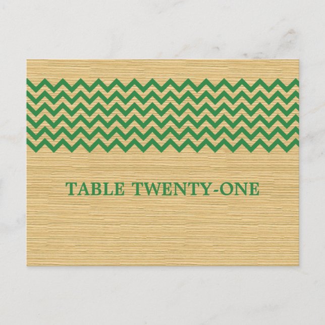 Green Rustic Chevron Table Number Postcard (Front)