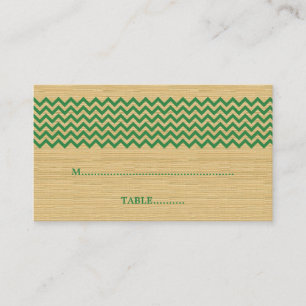 Green Rustic Chevron Wedding Place Card