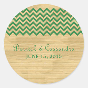 Green Rustic Chevron Wedding Stickers