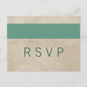 Green Rustic Damask RSVP Postcard