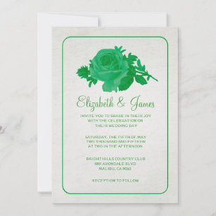 Green Rustic Floral/Flower Wedding Invitations