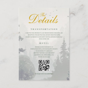 Green Rustic Forest Watercolor Wedding Details Enclosure Card