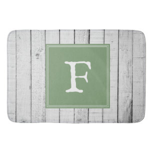 Green Rustic Monogram Bath Mat