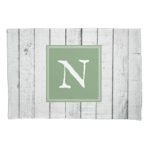 Green Rustic Monogram Pillowcase