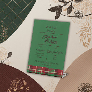 green Rustic Scottish Tartan Wedding Pedestal Sign