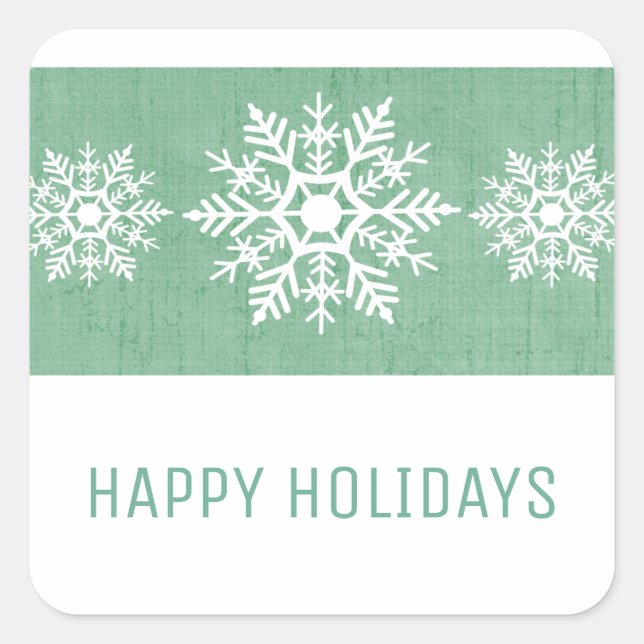 Green Rustic Snowflake Holiday Square Sticker (Front)