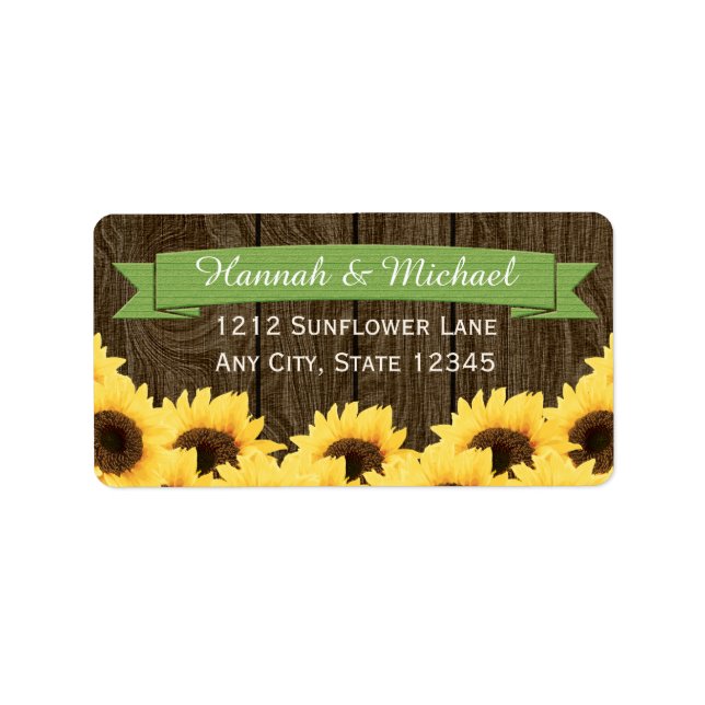 GREEN RUSTIC SUNFLOWER RETURN ADDRESS LABEL (Front)