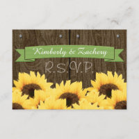 GREEN RUSTIC SUNFLOWER RSVP CARD