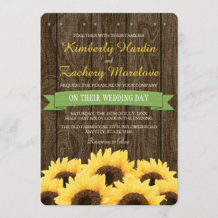 GREEN RUSTIC SUNFLOWER WEDDING INVITATION