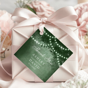 Green Rustic Tree Canopy Lights Woodland Wedding Favour Tags