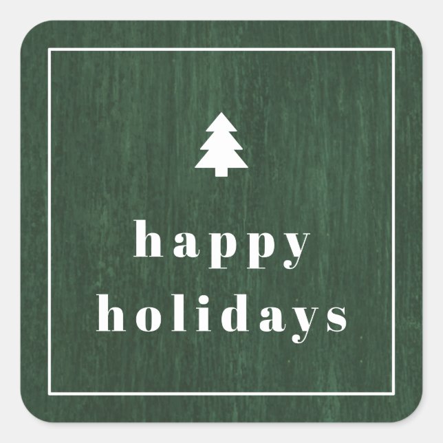 Green Rustic Tree Woodgrain Christmas Sticker (Front)