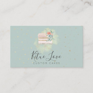 Green Rustic Wedding Cake Baker Pastry Patisserie Business Card