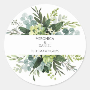 Green Rustic Wedding Circle Sticker